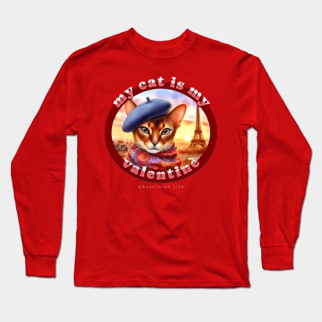 My French Valentine Cat Abyssinian Life 01A Long Sleeve T-Shirt by catsloveart